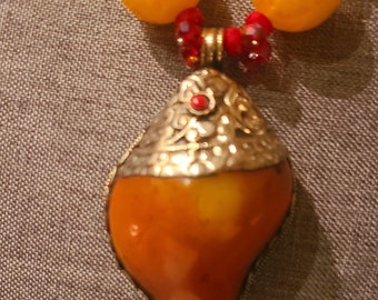Orange and Yellow Resin Necklace