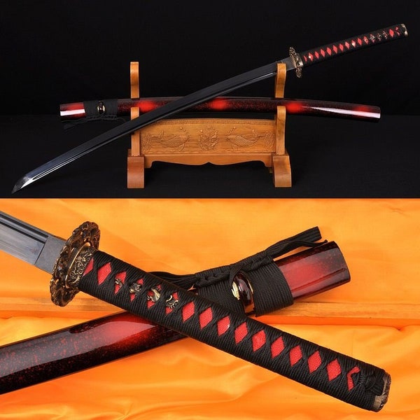 Hand Forged 1060 High Carbon Black Steel Blade Full Tang Battle Ready Japanese Samurai Katana Sword