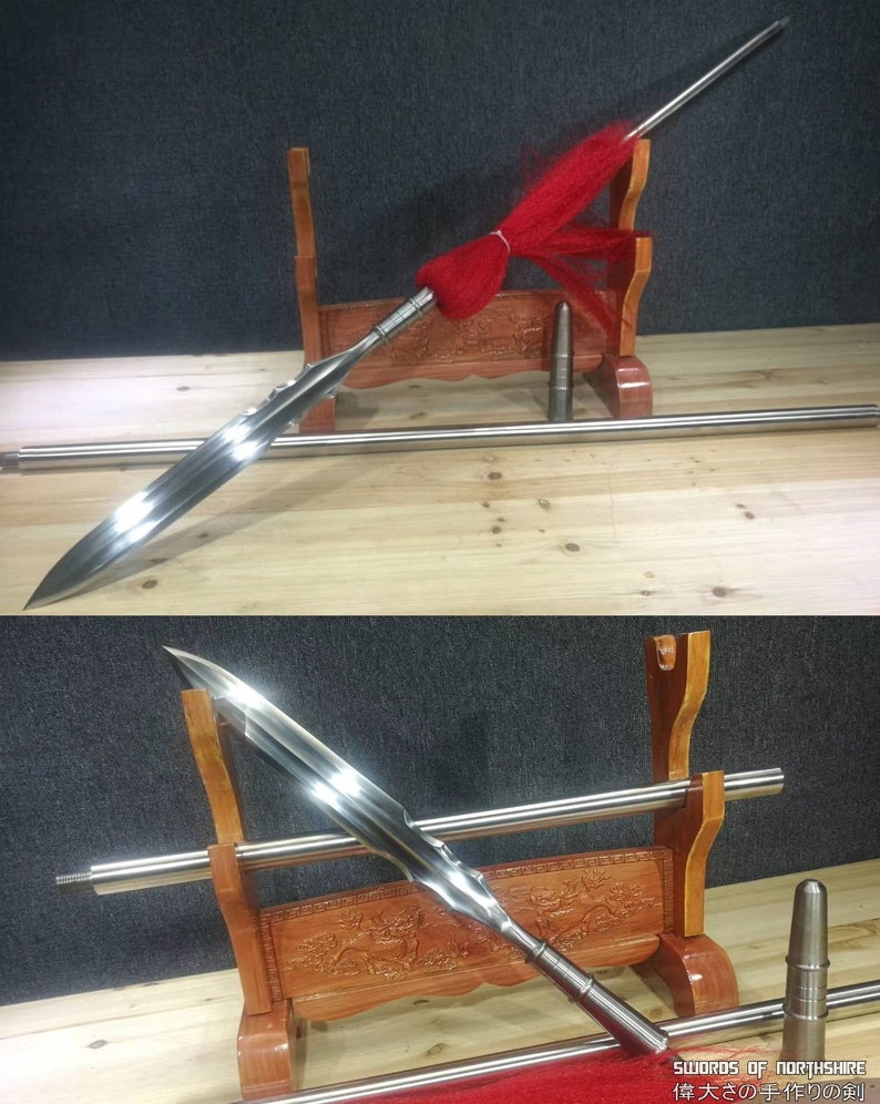 Chinese Qiang Spear Martial Arts Hand Folded Damascus Etsy