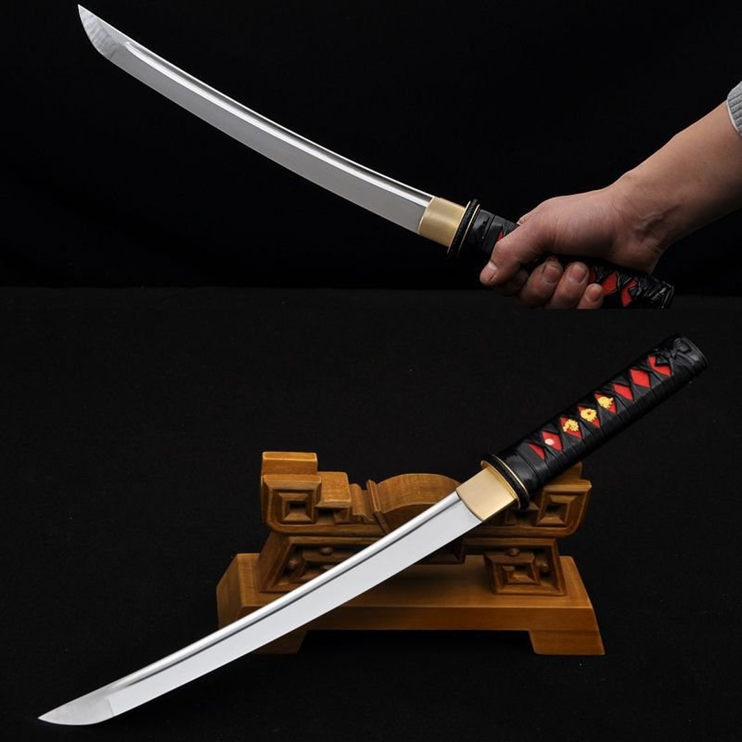  SV Mini Samurai Sword Katana Tanto Japanese Small Samurai  Short Sword 1045 Medium Carbon Steel Full Tang Hand Forged Sharp 16.53 Inch  : Sports & Outdoors