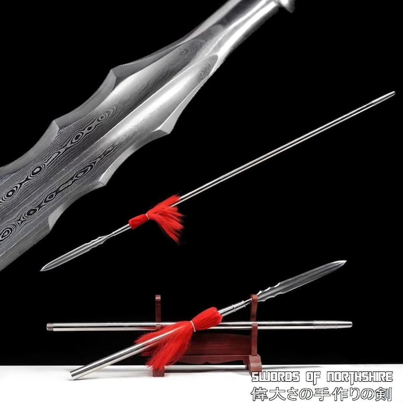 Chinese Qiang Spear Martial Arts Hand Folded Damascus Etsy