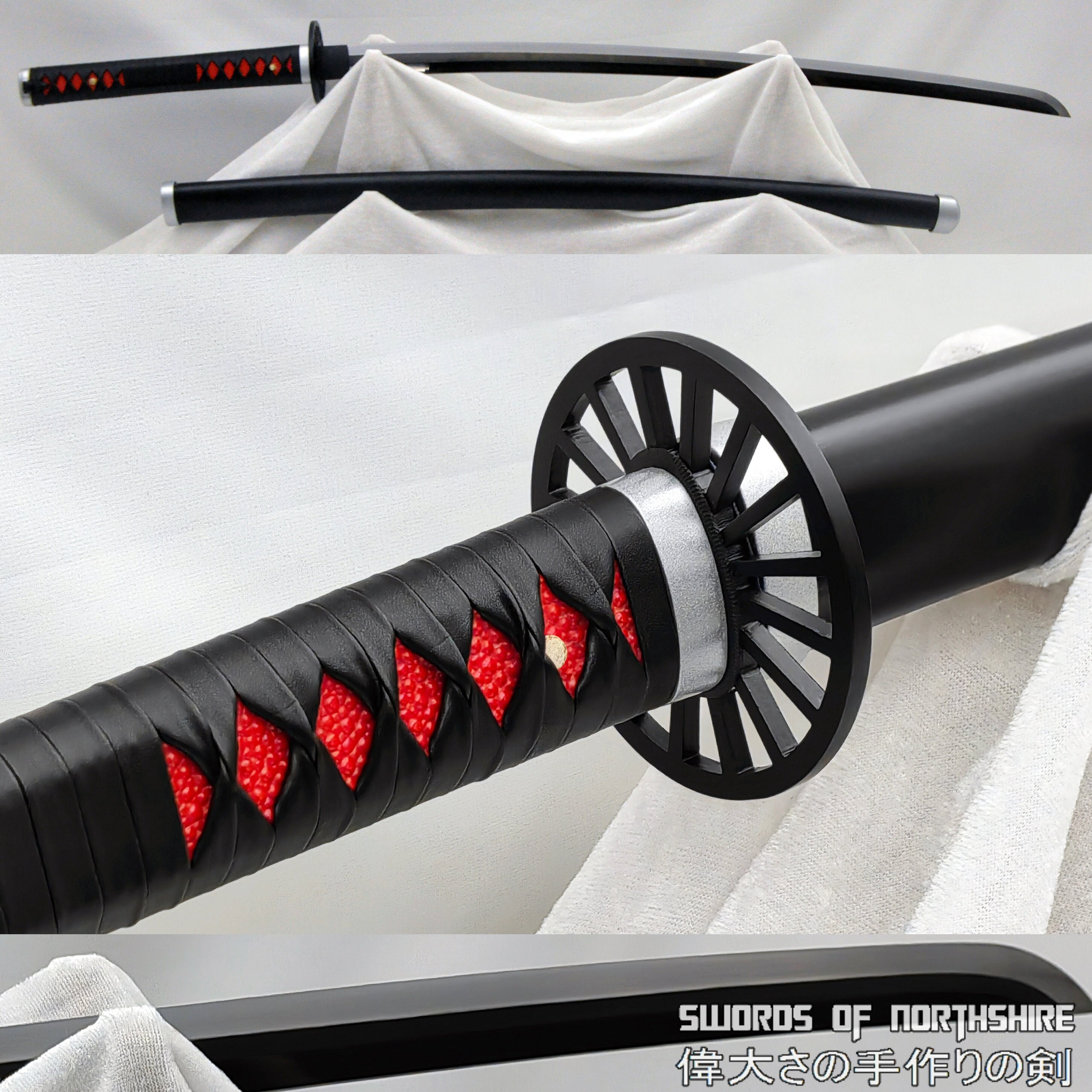 Demon Slayer Sword Real Metal Tanjiro Sword Katana Anime Sword Samurai  Katana T10 Steel Black Blade Very Sharp Can cut bamboo trees