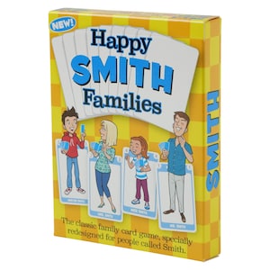 Happy Smith Families - personalised family card game. Ideal as a stocking filler, secret santa item, table gift or family christmas gift