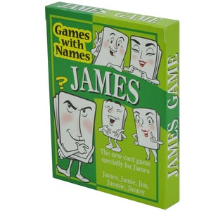 JAMES'S GAME - my fun new gift idea for people named James. His own personal card game! Xmas gift idea, stocking filler or secret santa etc