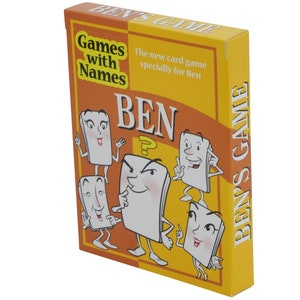 Ben's Game - unique card game personalised especially for people named BEN. Great stocking filler type gift for boys or men. Ideal xmas idea