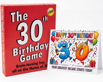 30th Birthday Gift Bundle ** DEAL ** | Game, Card & Wrap Set | Fun, Easy All-in-One Present Idea | Unique Milestone Gift for Him or Her