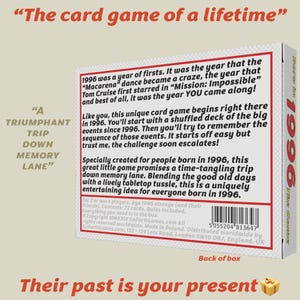 Born in 1996 - THE GAME. My hilarious new 1996 gift: A brilliant 1996 card game for the 1996 birthdays Bild 2