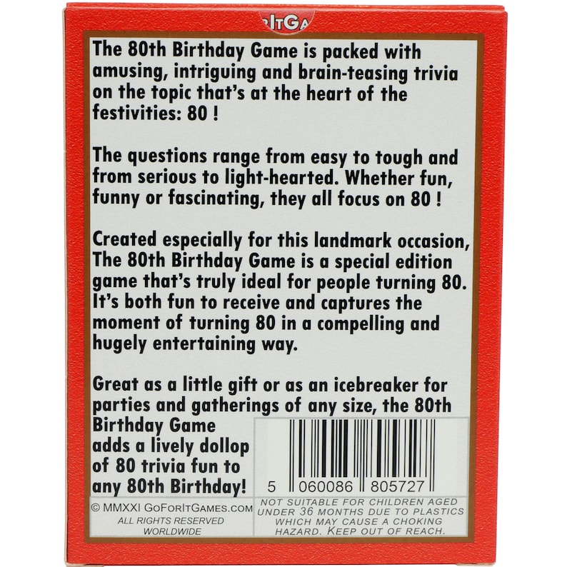 80th Birthday Card Game. New 80th Birthday Gift for men or women turning 80.Most fun way to say HAPPY 80th BIRTHDAY! Age 80 birthday present image 10