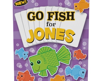 JONES FAMILY Go Fish Personalized Card Game – Funny Family Gift, Premium Small Batch Deck + FREE Custom Jones Family Gift Wrap.