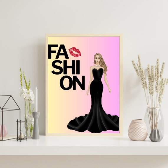green emerald velvet dress Vogue Gown Rhinestone Wall Art 24x36 main image 0