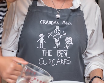 Grandma Personalised Apron - Childrens Drawing Apron - Childs Drawing Gift - Pink Apron - Nana Gift - Cookery Gift- Baking- Mothers Day Gift