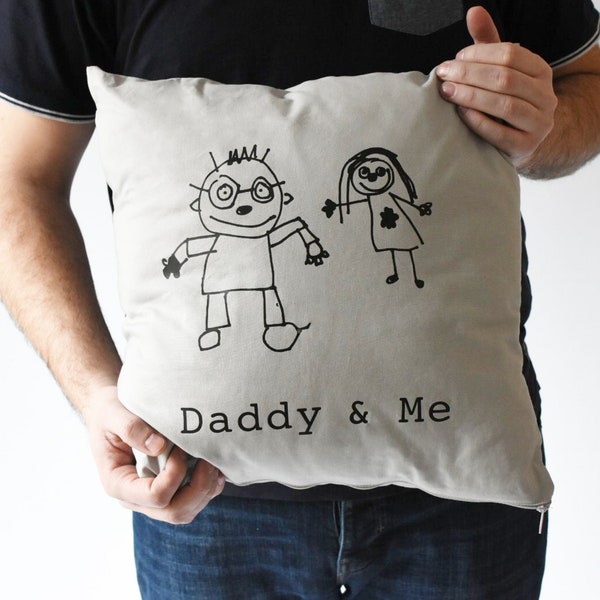 Personalised Daddy Cushion - Fathers Day Gift - Childrens Drawing Gift - Kids Handwriting Gift For Daddy - Birthday Gift