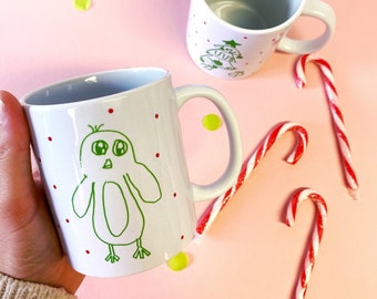 Childrens Drawing Hot Chocolate Mug - Kids Personalised Christmas Mug