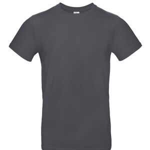 May include: A charcoal gray short-sleeved t-shirt.