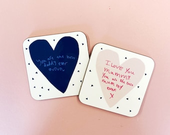 Love Letter Coaster - Mothers Day Gift  - Fathers Day Gift -Childs Handwriting - Love Letter