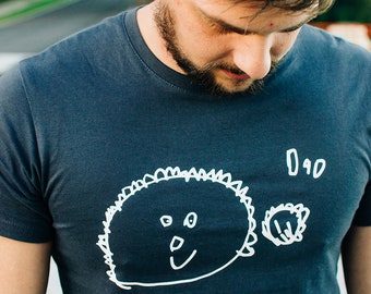 Children's Drawing T Shirt - Daddy T-shirt - Dad Personalised Tee - Childs Own Drawing - Adult Unisex Top - Fathers Day Gift