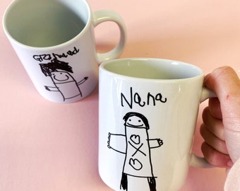 Childrens Drawing Mug - Childrens Drawing Gift - Kids Own Artwork - Grandparent Gift