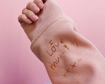 Organic Secret Message Hoodie - Personalised Sleeve Print - Mothers Day Gift - Mummy Gift - Handwritten Message