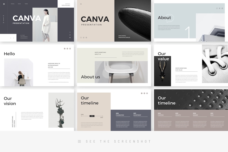 Canva Minimal PowerPoint Presentation Template | Etsy