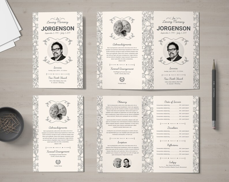 Funeral Program Template Funeral Program bifold Obituary Program Printable Memorial program Template Funeral Program Template Word
