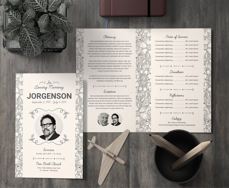 Funeral Program Template Funeral Program bifold Obituary Program Printable Memorial program Template Funeral Program Template Word