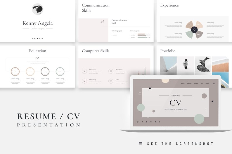 Resume CV Google Slides Presentation Template Etsy