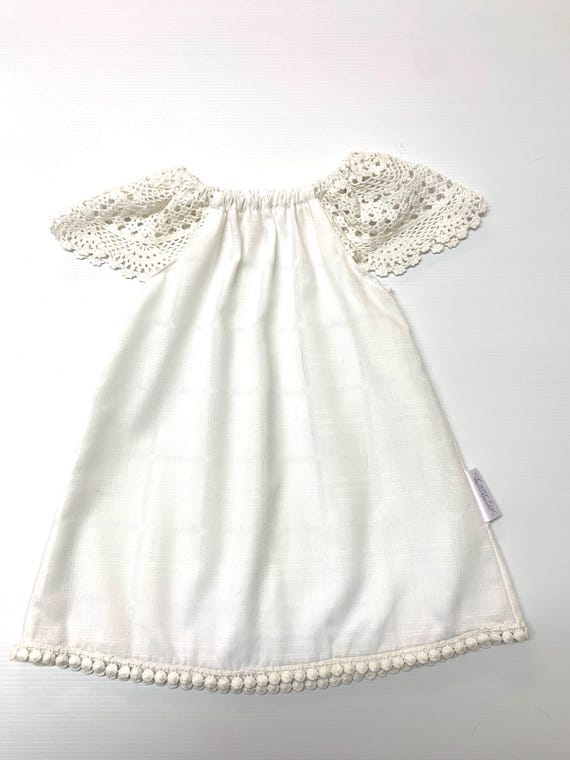 white christmas dresses Li White Crochet Long Sleeve Mini Dress main image 1