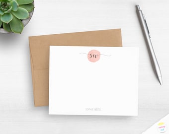 Personalized Stationery Cards - Monogram Stationary Simple Script Flat Note Cards - Classy Watercolor  - Monogram Cards - Gift For Her
