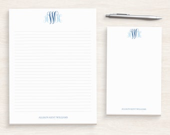 Personalized Vine Monogram Writing Pad - Traditional Monogram Notepad - Gift For Her - Classic Personalized Stationery #148