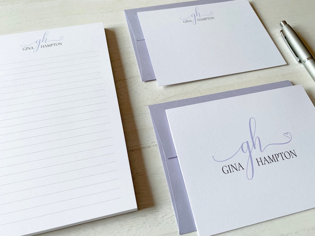 Personalized Monogram Stationery Elegant Script Stationery Set Gift