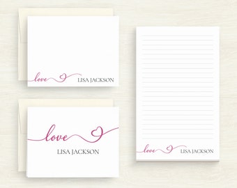 Personalized Heart Stationery - Customized Stationery Set - Girl's Stationery  - Gift Set - Graduation Set #130