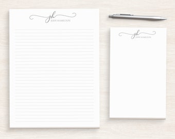 Personalized Monogram Writing Sheet - Customized Script Monogram Notepad - Personal Letter Writing Sheet - Classy Notepad #146