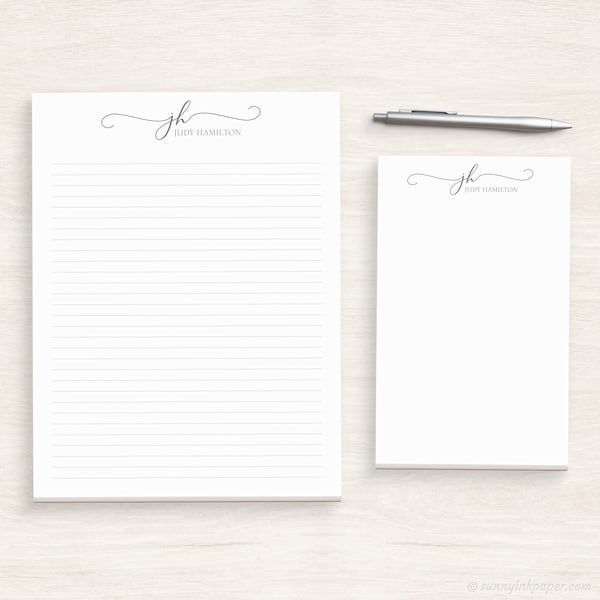 Personalized Monogram Writing Sheet - Customized Script Monogram Notepad - Personal Letter Writing Sheet - Classy Notepad #146