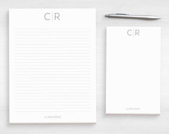 Personalized Stationery - Professional Classic Monogram Notepad - Thin Line Monogram Writing Paper - Customized Notepad #153