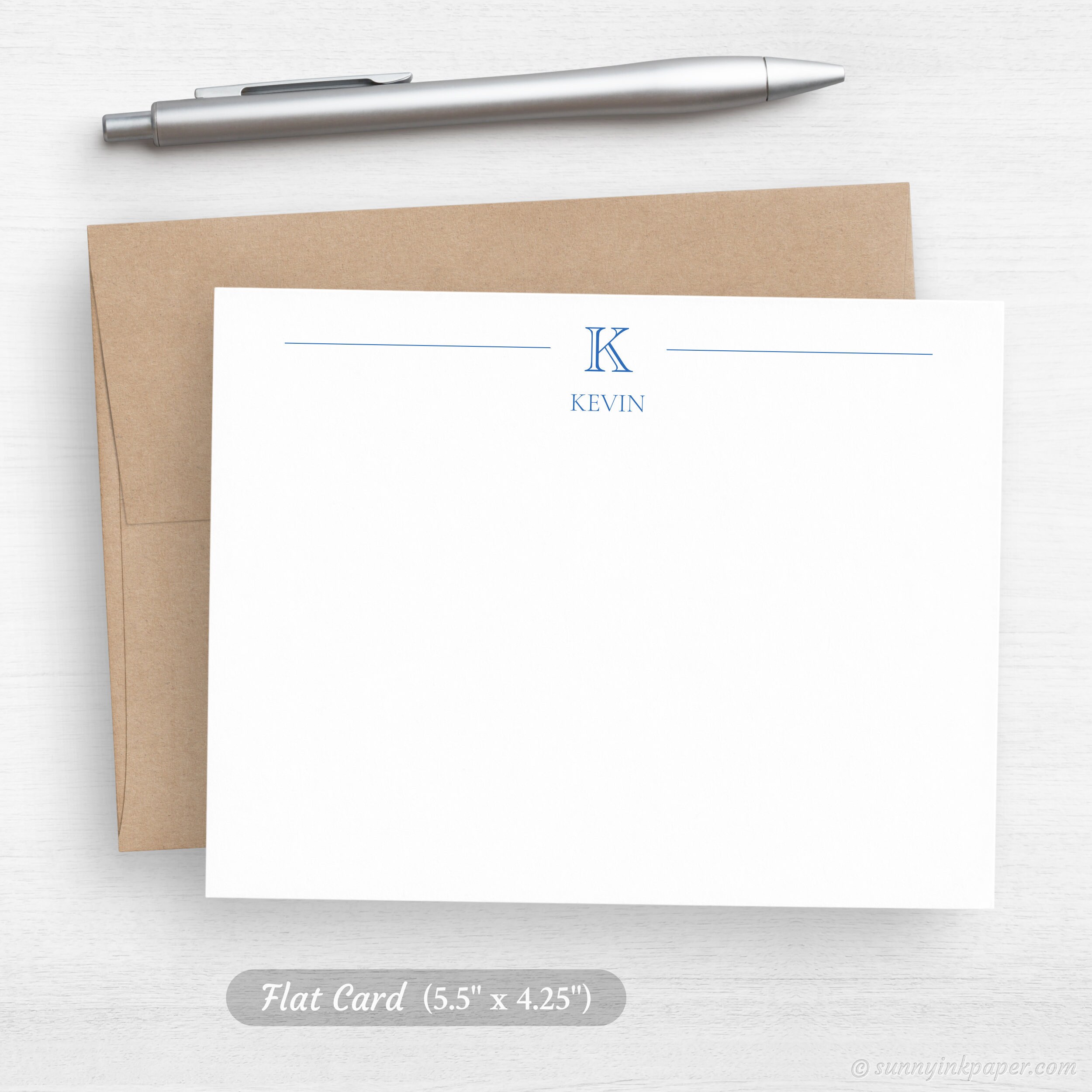 Personalized Stationery Gift - Monogram Cards for Men - Simple Classic ...