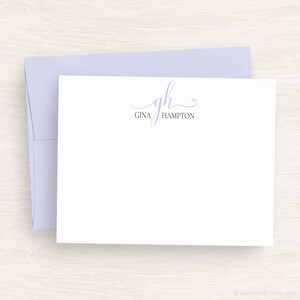 Personalized Monogram Note Cards - Pretty Script Flat Note Cards - Charming Stationery Set - Gift For Her #149