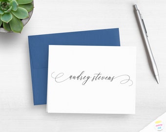 Personalized Script Note Cards - Elegant Stationery Cards - Customized Folded Note Cards - Stationary For Women - Stationery Gift