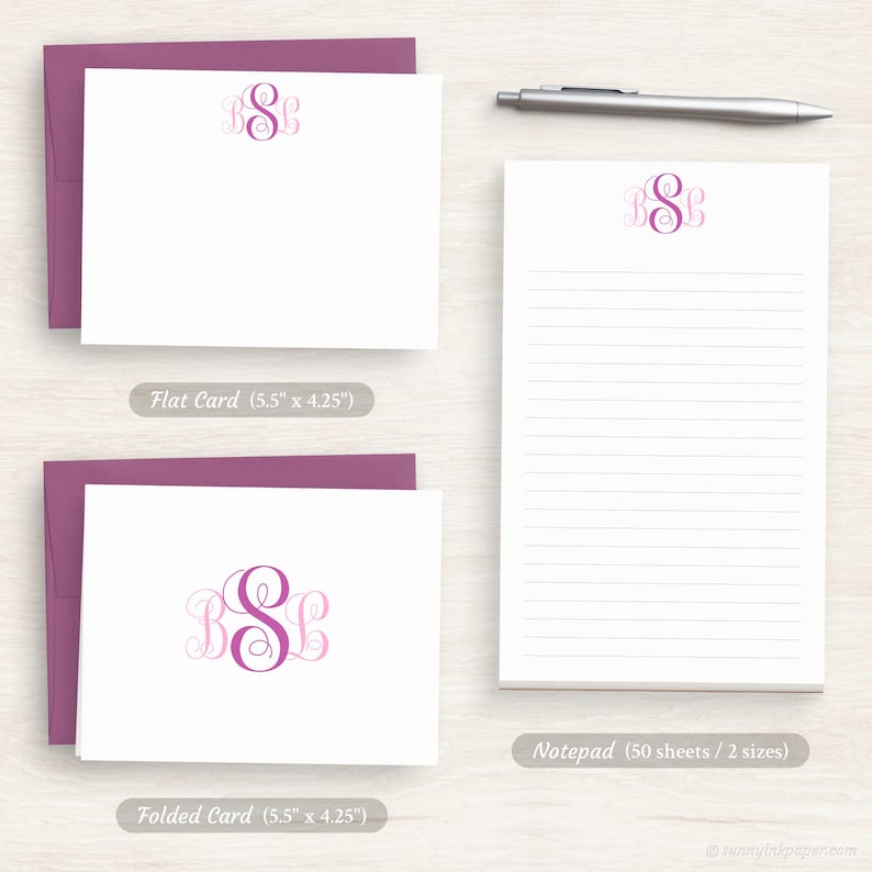 Personalized Script Monogram Classic Monogram Stationery Personalized Script Monogram - Etsy