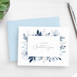 Floral Note Cards - Personalized Cards - Watercolor Folded Note Cards - Custom Stationery - Women&#39;s Stationery