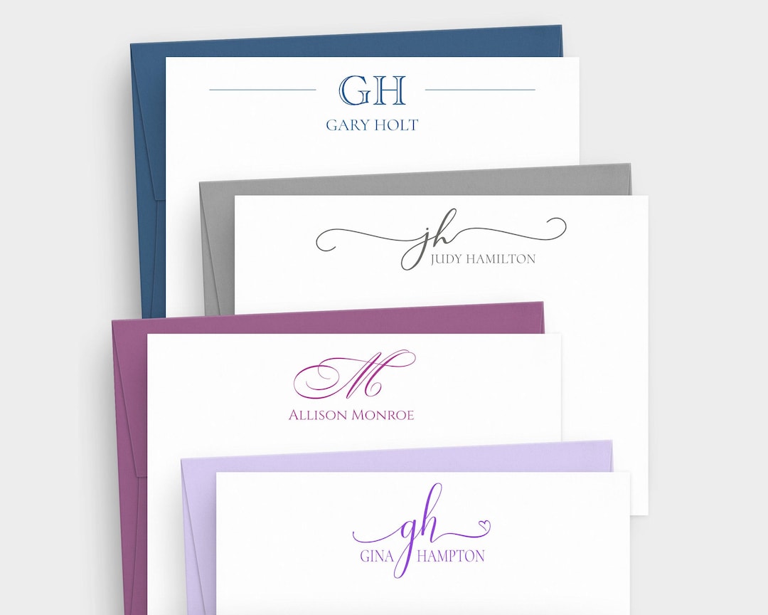 Personalized Monogram Stationery Cards - Custom Cards for Her ...