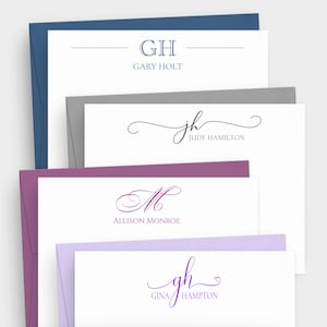 Personalized Monogram Stationery Cards - Custom Cards For Her - Customized Folded Note Cards - Modern Script Note Cards - Gift For Her
