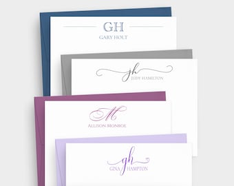 Personalized Monogram Stationery Cards - Custom Cards For Her - Customized Folded Note Cards - Modern Script Note Cards - Gift For Her