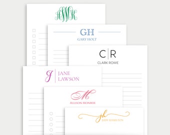 Personalized Monogram Notepad Stationery Desk Pad Elegant Custom Notepad - Business  - Writing Pad For Him