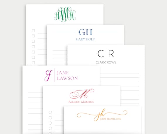 Personalized Monogram Notepad Stationery Desk Pad Elegant Custom Notepad - Business  - Writing Pad For Him