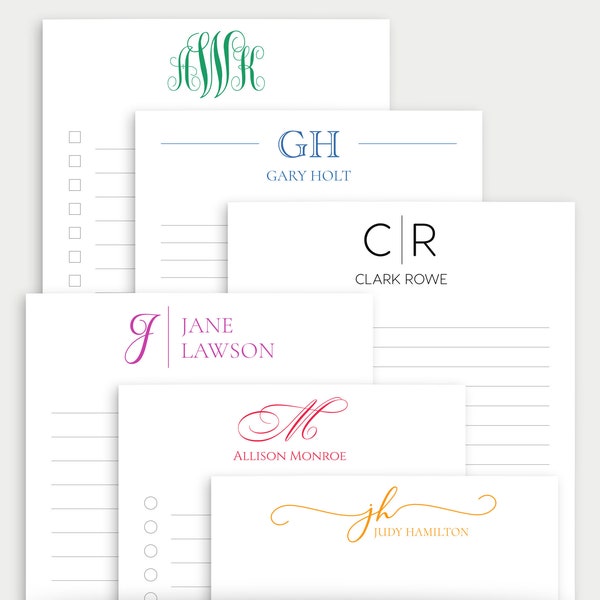 Personalized Monogram Notepad Stationery Desk Pad Elegant Custom Notepad - Business  - Writing Pad For Him