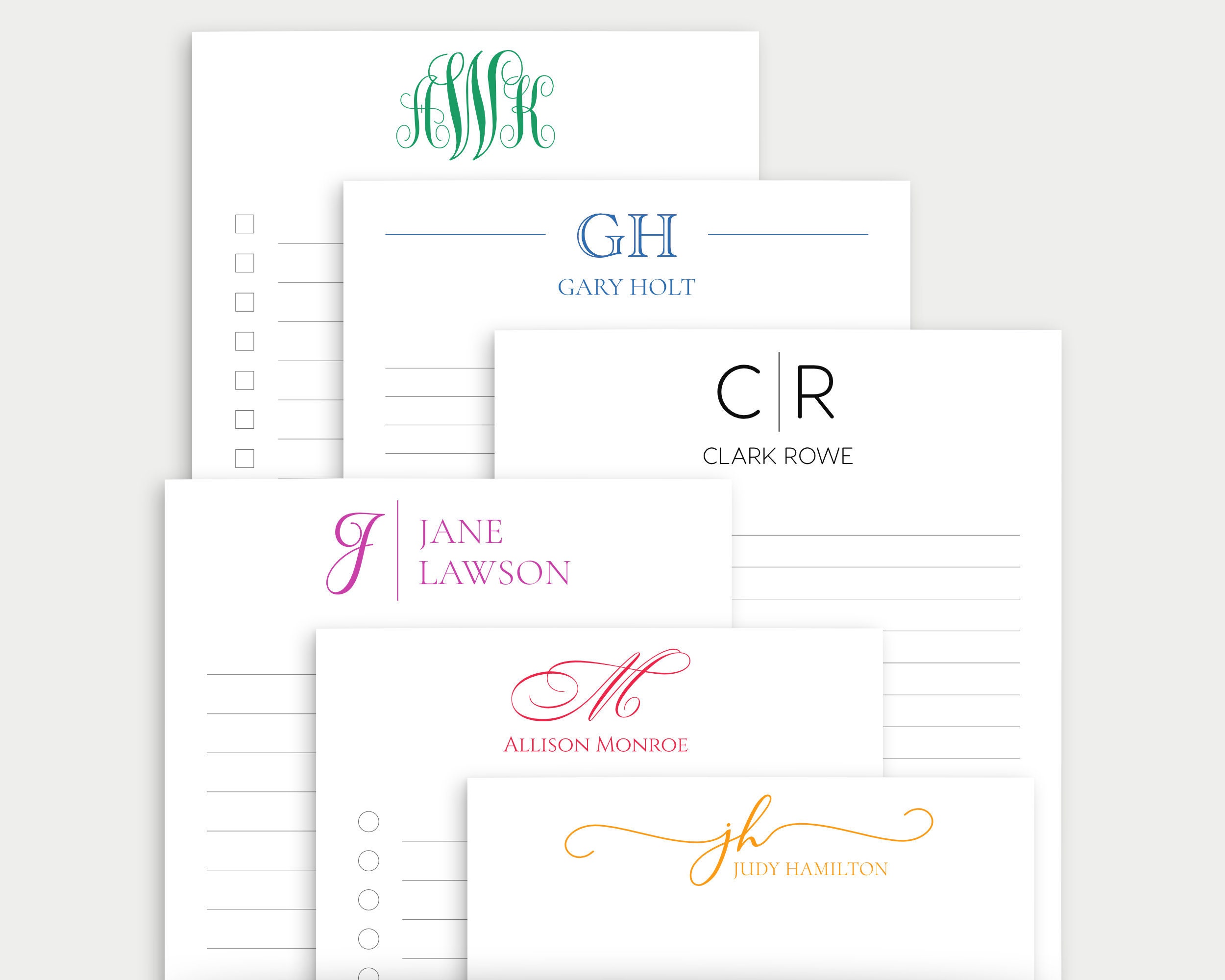 Personalized Monogram Notepad Stationery Desk Pad Elegant Custom Notepad - Business  - Writing Pad For Him