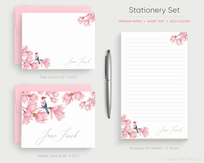 Personalized Stationery - Pink Stationary Gift Set - Personalized Gift ...