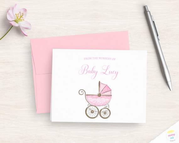 Baby Shower Thank You Cards Girl - Personalized Boy Baby Shower Stationery - Baby Thank You Notes - Baby Shower Gift - From The Nursery Of