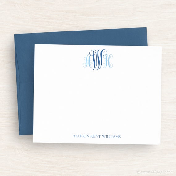 Personalized Monogram Stationery Classic Monogram Cards Customized