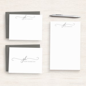 Personalized Stationery - Exquisite Script Monogram - Customized Stationery Set - Writing Paper Set - Office Gift #146